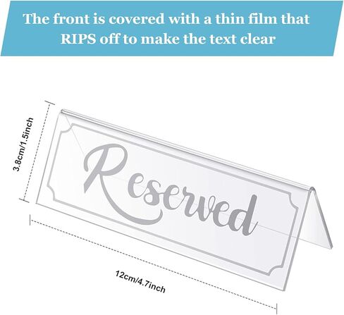 16 Pieces Reserved Sign Acrylic Clear Reserved Table Tent Signs Table Number Holders for Wedding Printed Seating Reservation Restaurant Business Office Meeting Party (White) in Saudi Arabia
