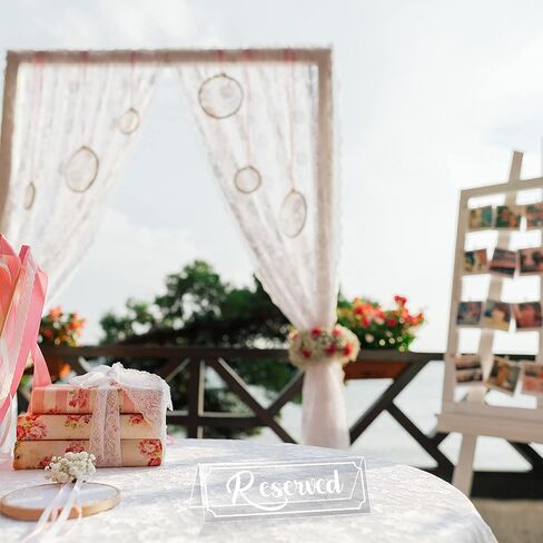 16 Pieces Reserved Sign Acrylic Clear Reserved Table Tent Signs Table Number Holders for Wedding Printed Seating Reservation Restaurant Business Office Meeting Party (White) in Saudi Arabia