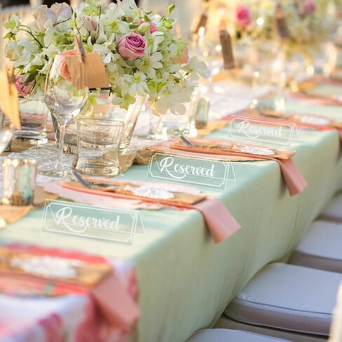 16 Pieces Reserved Sign Acrylic Clear Reserved Table Tent Signs Table Number Holders for Wedding Printed Seating Reservation Restaurant Business Office Meeting Party (White) in Saudi Arabia