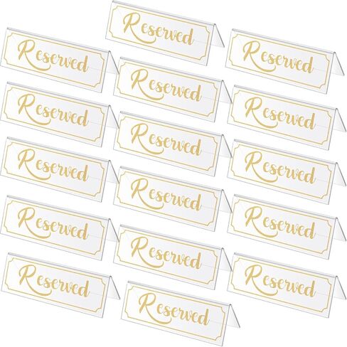 16 Pieces Reserved Sign Acrylic Clear Reserved Table Tent Signs Table Number Holders for Wedding Printed Seating Reservation Restaurant Business Office Meeting Party (White) in Saudi Arabia