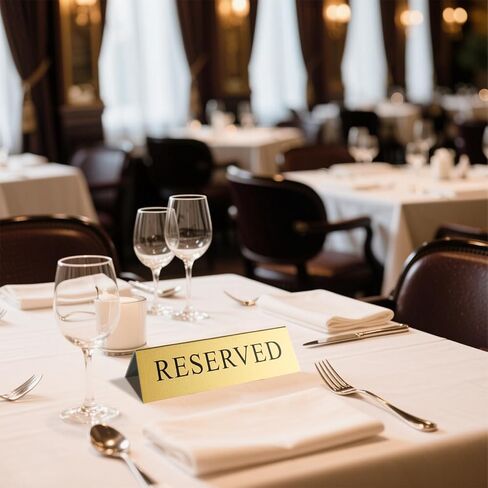 8-Pack Gold Metal Reserved Table Signs Double Sided for Wedding, Restaurant, Seating Reservation, Party Tables (6x1.6 in) in Saudi Arabia