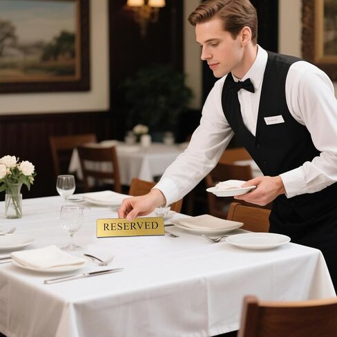 8-Pack Gold Metal Reserved Table Signs Double Sided for Wedding, Restaurant, Seating Reservation, Party Tables (6x1.6 in) in Saudi Arabia