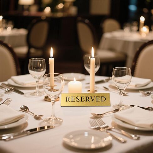 8-Pack Gold Metal Reserved Table Signs Double Sided for Wedding, Restaurant, Seating Reservation, Party Tables (6x1.6 in) in Saudi Arabia