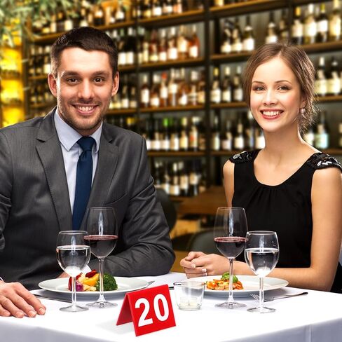 50 قطعة أرقام طاولة المطاعم 1-50، خيام أرقام الطاولة مزدوجة الجوانب، أرقام طاولات بلاستيكية حمراء لحفلات الزفاف، والولائم، والحفلات، وخدمة الطعام in Saudi Arabia