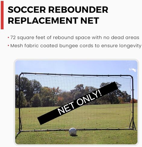 Trigon Sports Soccer Rebounder Replacement Net, Replacement Bounce Back Net for Trainers, Portable, Easy Assembly, Practice Soccer Training Equipment, Bungee Cords Included, 6' x 12' in Kuwait
