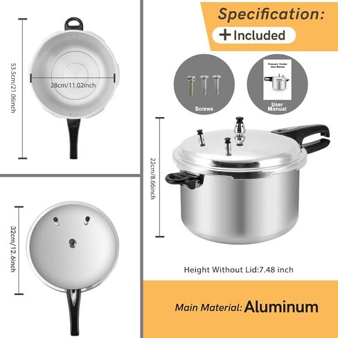 12 Quart Pressure Cooker,Aluminum Pressure Canner w/Canning Rack & Easy Lock Lid for Canning, Steaming in Kuwait