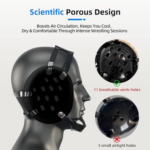 أغطية رأس للمصارعة، معدات مصارعة للشباب والكبار مع نظام حزام أمان من 5 نقاط، 11 فتحة تهوية لحماية الأذن، حجم قابل للتعديل للمصارعة (حجم عالمي، أغطية رأس وحقيبة محمولة) in Kuwait