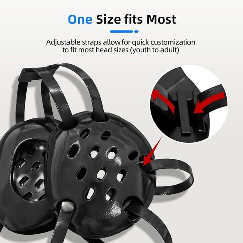 أغطية رأس للمصارعة، معدات مصارعة للشباب والكبار مع نظام حزام أمان من 5 نقاط، 11 فتحة تهوية لحماية الأذن، حجم قابل للتعديل للمصارعة (حجم عالمي، أغطية رأس وحقيبة محمولة) in Kuwait