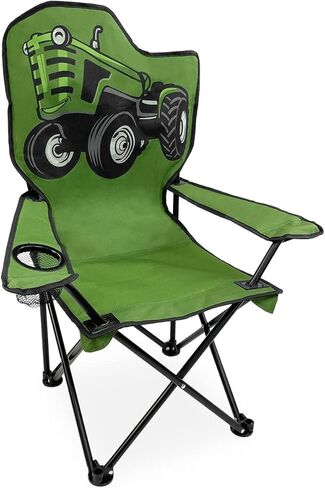 Black Sierra Camping Chair for Kids Ages 3-10, Children's Beach Chair with Cup Holder, Folding Child Lawn Chair with Carry Bag, Portable Chair for Travel Supports 150 Lbs. in Kuwait