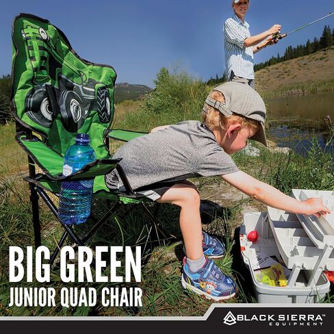 Black Sierra Camping Chair for Kids Ages 3-10, Children's Beach Chair with Cup Holder, Folding Child Lawn Chair with Carry Bag, Portable Chair for Travel Supports 150 Lbs. in Kuwait