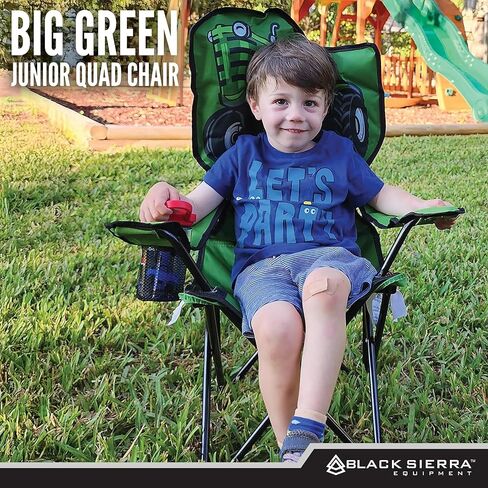 Black Sierra Camping Chair for Kids Ages 3-10, Children's Beach Chair with Cup Holder, Folding Child Lawn Chair with Carry Bag, Portable Chair for Travel Supports 150 Lbs. in Kuwait