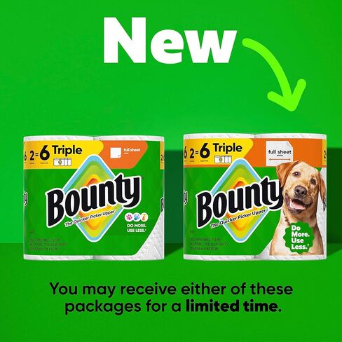 Bounty Full Sheet Paper Towels, White, 2 Triple Rolls = 6 Regular Rolls (Packaging May Vary) in Kuwait