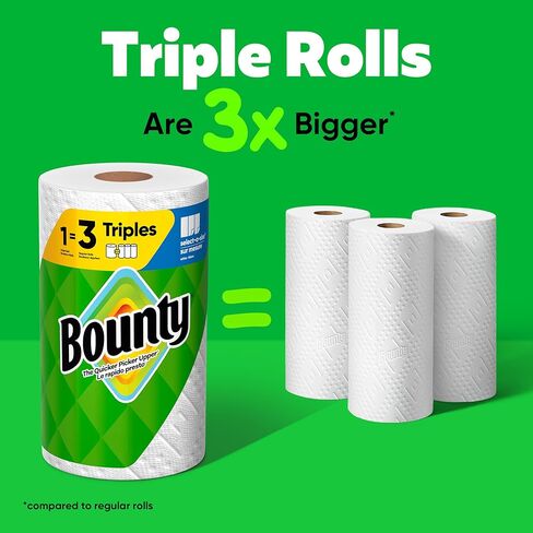 Bounty Full Sheet Paper Towels, White, 2 Triple Rolls = 6 Regular Rolls (Packaging May Vary) in Kuwait