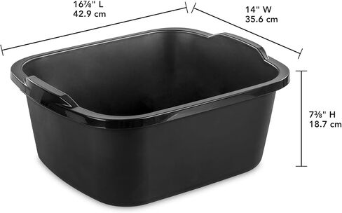 18 Quart Multi-Purpose Black Dishpan, Plastic Sink Tub for Kitchen and Utility in Saudi Arabia