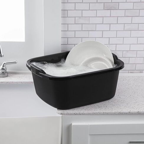 18 Quart Multi-Purpose Black Dishpan, Plastic Sink Tub for Kitchen and Utility in Saudi Arabia