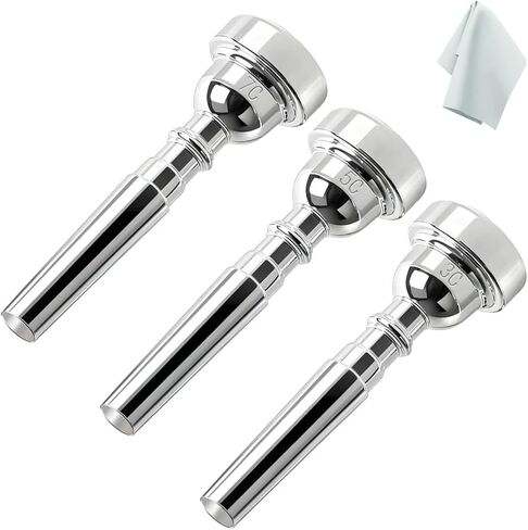 مجموعة قطع الفم البوق 3C 5C 7C مع قطعة قماش للتنظيف، قطعة الفم ترومبيتا للمبتدئين والمحترفين، 3 عبوات من ملحقات البوق (فضية) in Kuwait