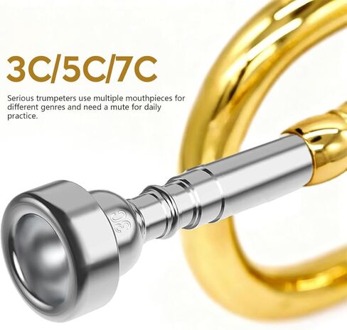 مجموعة قطع الفم البوق 3C 5C 7C مع قطعة قماش للتنظيف، قطعة الفم ترومبيتا للمبتدئين والمحترفين، 3 عبوات من ملحقات البوق (فضية) in Saudi Arabia