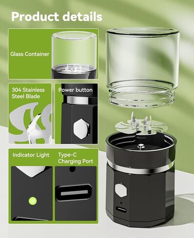 Cordless Electric Pill Crusher - Wodvalt Pill Crusher Fine Powder with Stainless Steel Blade, Grind and Pulverize for Pills & Vitamins Extremely Fine for Elderly and Pets (Black) in Saudi Arabia