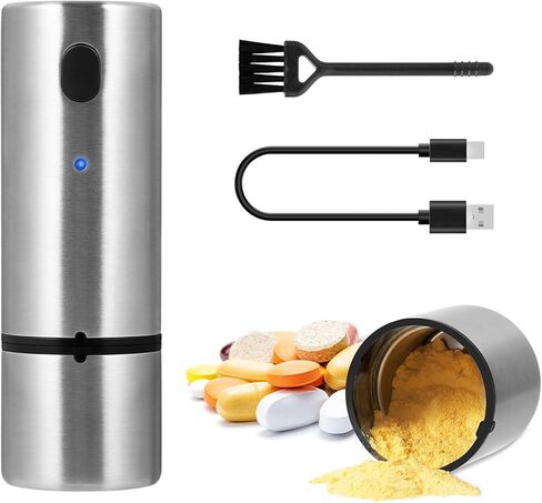 كسارة حبوب الدواء الكهربائية Vzaahu مسحوق ناعم محمول صغير من الفولاذ المقاوم للصدأ ومطحنة أقراص فيتامين لكبار السن in Kuwait