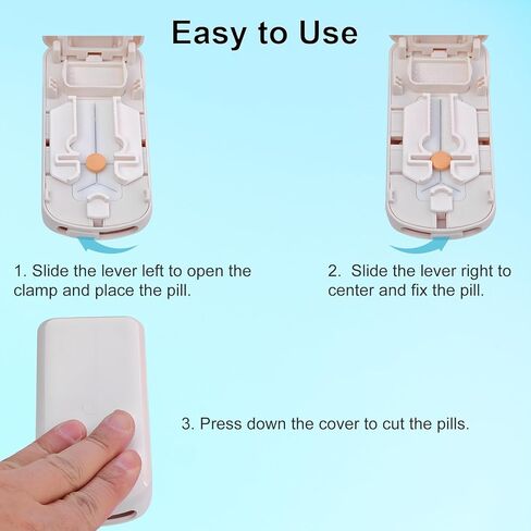 قاطعة حبوب الدواء للحبوب المتعددة، مقسم حبوب الدواء للحبوب الكبيرة والصغيرة والصغيرة 1/2 1/3 1/4 - شفرة مزدوجة مطورة لقطع نظيف، مع جهاز مركزي قابل للتعديل in Kuwait