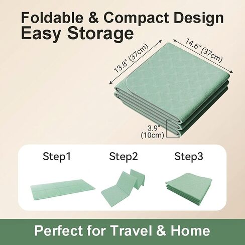 سجادة يوجا قابلة للطي بسمك 10 مم وواسعة جدًا 72 بوصة × 28 بوصة، وسادة تمرين للسفر غير قابلة للانزلاق، وسادة أرضية بيلاتيس مدمجة قابلة للطي من TPE للمنزل وصالة الألعاب الرياضية والقيلولة، أخضر نعناعي in Kuwait