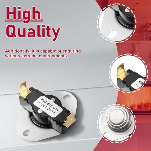 Thermal Switch Thermostat Control, 120°F ON and 105°F Off, Snap Disc Thermostat Switch for Fireplace Blower Fans, Wood Stove Fans,Wall & Floor Furnaces,RV Refrigerator Cooling Fan, Solar Water Heater in Kuwait