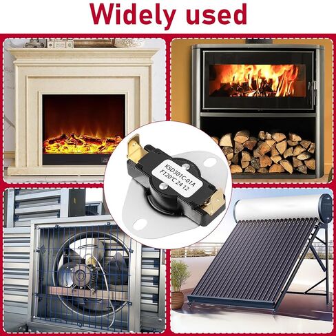 Thermal Switch Thermostat Control, 120°F ON and 105°F Off, Snap Disc Thermostat Switch for Fireplace Blower Fans, Wood Stove Fans,Wall & Floor Furnaces,RV Refrigerator Cooling Fan, Solar Water Heater in Kuwait