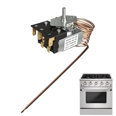 2026 New Upgraded KKTB-18-48 Oven Thermostat – Replacement for Robertshaw KKTB-18-48, 5A 120VAC, Max 599°F, 48" Capillary Tube – Fits for Awoco, Forno, Thor 30/36/48" Gas Range with 18" Oven Cavity in Kuwait