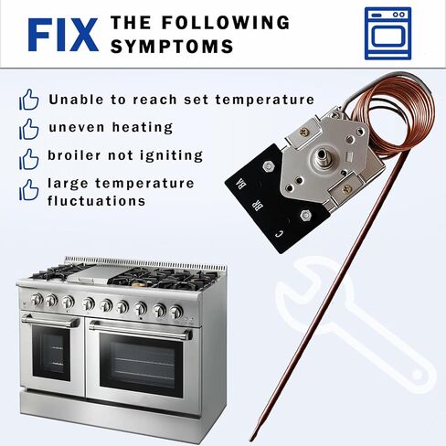 2026 New Upgraded KKTB-18-48 Oven Thermostat – Replacement for Robertshaw KKTB-18-48, 5A 120VAC, Max 599°F, 48" Capillary Tube – Fits for Awoco, Forno, Thor 30/36/48" Gas Range with 18" Oven Cavity in Kuwait