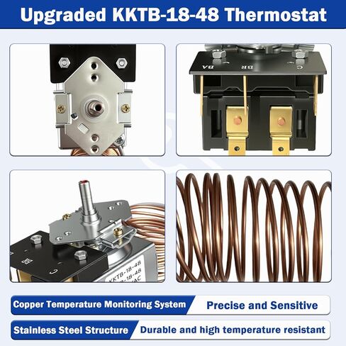 2026 New Upgraded KKTB-18-48 Oven Thermostat – Replacement for Robertshaw KKTB-18-48, 5A 120VAC, Max 599°F, 48" Capillary Tube – Fits for Awoco, Forno, Thor 30/36/48" Gas Range with 18" Oven Cavity in Kuwait