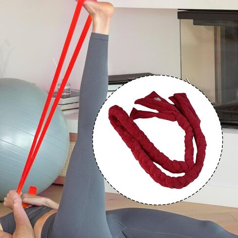 حبل بيلاتيس مضفر للنساء إكسسوار بيلاتيس أحمر غير مرن للتمدد لممارسة المرونة والرقص وصالة الألعاب الرياضية المنزلية in Kuwait