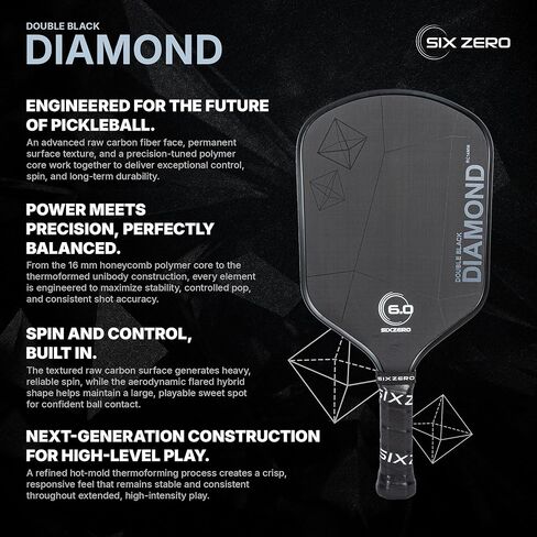 مجداف كرة البيسبول Six Zero Double Black Diamond Control - أبيض ممدود 15 ملم، وجه من ألياف الكربون الخام 700 ألف، مقبض كربون ثلاثي الأبعاد مُشكل حراريًا، معتمد من الولايات المتحدة الأمريكية in Saudi Arabia