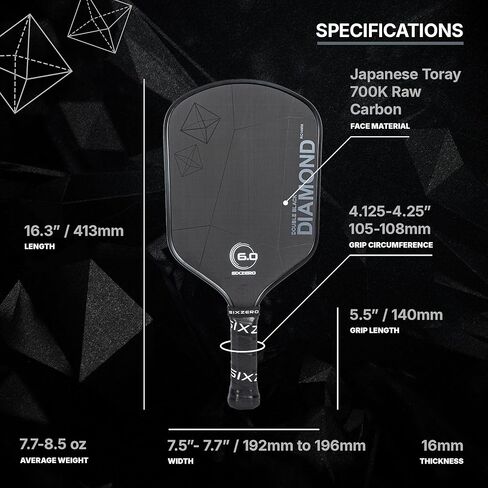 مجداف كرة البيسبول Six Zero Double Black Diamond Control - أبيض ممدود 15 ملم، وجه من ألياف الكربون الخام 700 ألف، مقبض كربون ثلاثي الأبعاد مُشكل حراريًا، معتمد من الولايات المتحدة الأمريكية in Saudi Arabia