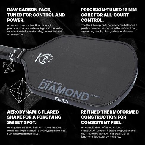 مجداف كرة البيسبول Six Zero Double Black Diamond Control - أبيض ممدود 15 ملم، وجه من ألياف الكربون الخام 700 ألف، مقبض كربون ثلاثي الأبعاد مُشكل حراريًا، معتمد من الولايات المتحدة الأمريكية in Saudi Arabia
