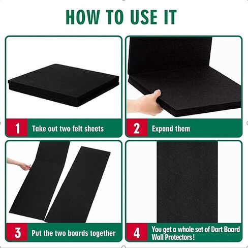 Dartboard Wall Protector Cork, 12mm Thick Foldable Backboard for Board, Ultimate Protection Black Felt Board for Wall Safety & Decor, Black in Saudi Arabia