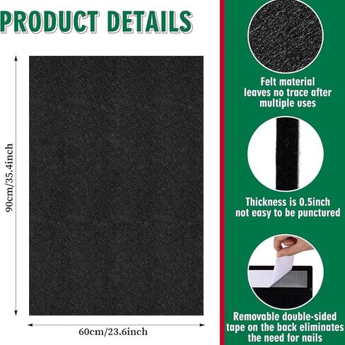 Dartboard Wall Protector Cork, 12mm Thick Foldable Backboard for Board, Ultimate Protection Black Felt Board for Wall Safety & Decor, Black in Saudi Arabia