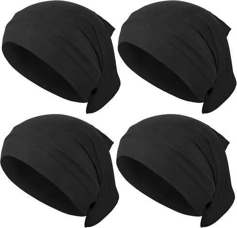 4 قطع من عمامة دريدلوك من الألياف اللدنة، قبعة دريدلوك مرنة واسعة للرجال، أغطية رأس سوداء ناعمة من أجل لوكس، ملحقات دريدلوك in Kuwait