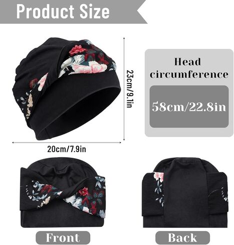 Eurzom 5 Pcs Knot Chemo Headwear for Women Flower Stretch Elastic Cancer Beanies Hats Soft Relaxed Chemotherapy Headwraps Chemo Turban Chemotherapy Head Coverings Cap for Cancer Patient Hair Loss in Saudi Arabia