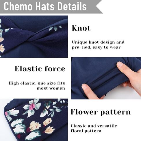 Eurzom 5 Pcs Knot Chemo Headwear for Women Flower Stretch Elastic Cancer Beanies Hats Soft Relaxed Chemotherapy Headwraps Chemo Turban Chemotherapy Head Coverings Cap for Cancer Patient Hair Loss in Saudi Arabia