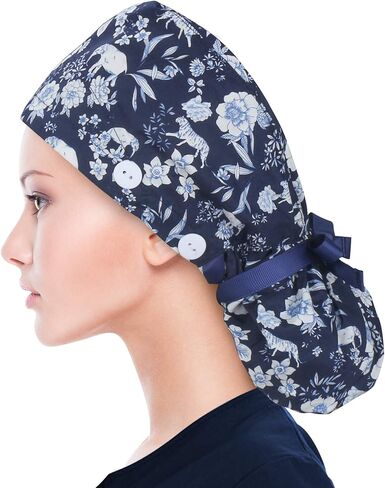 ABAMERICA Scrub Caps for Women Surgical Caps Nurse Hat Functional Ponytail Holder for Long Hair Single or Satin-Lined in Saudi Arabia