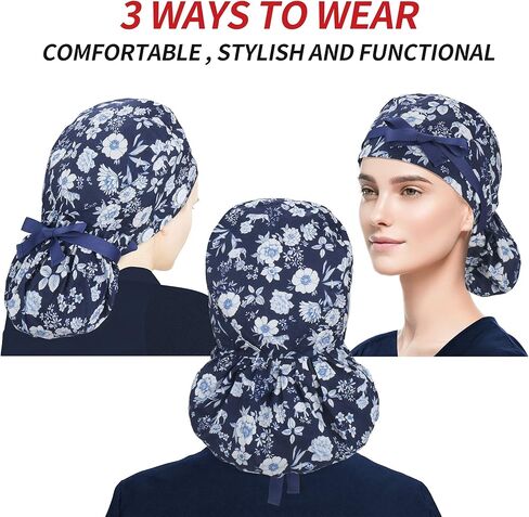 ABAMERICA Scrub Caps for Women Surgical Caps Nurse Hat Functional Ponytail Holder for Long Hair Single or Satin-Lined in Saudi Arabia