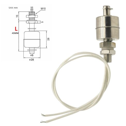 2Pcs Stainless Steel 45mm Float Switch Indicator Vertical Water Level Sensor Normally Closed Float Switch for Tank Pool in Saudi Arabia