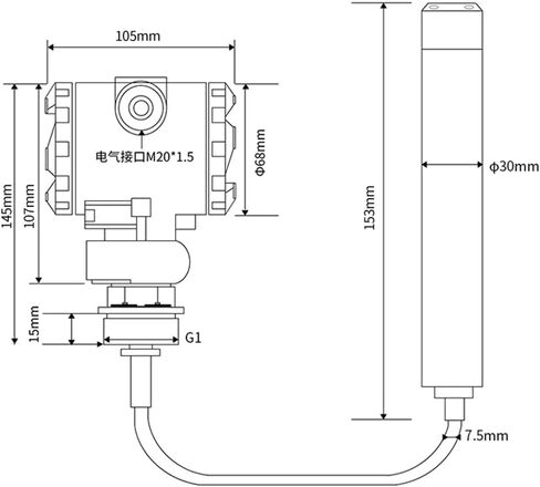 Split PTFE Anti-Corrosion Liquid Level Transmitter, Corrosion-Resistant Acid and Alkali Liquid Level Sensor（4-20mA） in Saudi Arabia