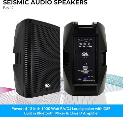 Seismic Audio Speakers Fury-12, Premium PA/DJ Loudspeaker, 2- Way Active Loudspeaker, 12", Bluetooth, DSP, Built in Mixer & Class D Amplifier in Saudi Arabia