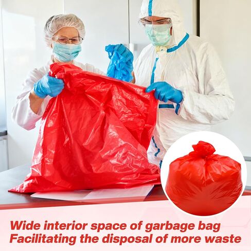 50 Pack Biohazard Waste Bags 30 Gallon Red Trash Liner 31.5 x 35.4 No Leak Trash Bags for Hospital Use Infectious Waste Disposal in Saudi Arabia