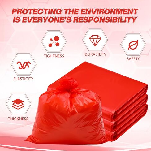 50 Pack Biohazard Waste Bags 30 Gallon Red Trash Liner 31.5 x 35.4 No Leak Trash Bags for Hospital Use Infectious Waste Disposal in Saudi Arabia
