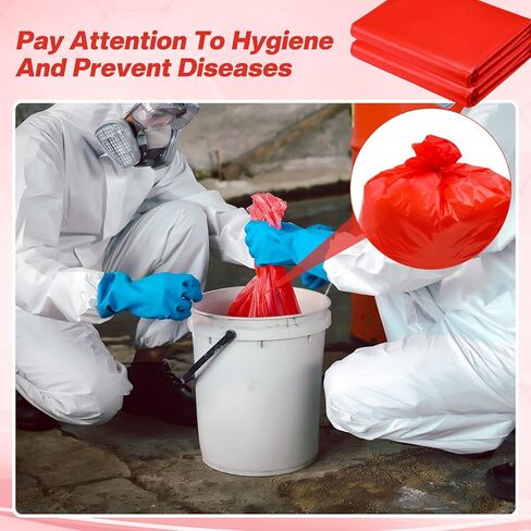 50 Pack Biohazard Waste Bags 30 Gallon Red Trash Liner 31.5 x 35.4 No Leak Trash Bags for Hospital Use Infectious Waste Disposal in Saudi Arabia