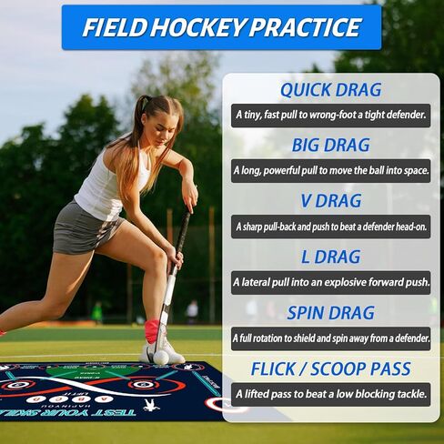 Field Hockey Training Mat - 63" x 39" Indoor Outdoor Practice Mat with Non-Slip Backing - Field Hockey Practice Equipment for Drills & Ball Control - Cool Field Hockey Gifts in Saudi Arabia