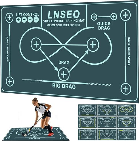 Field Hockey Training Mat 59"x35" - Non-Slip Neoprene Stick Handling & Dribbling Practice Pad for Kids & Adults - Indoor Home Gym Floor Equipment - Improves Ball Control Speed & Hand-Eye Coordination in Saudi Arabia