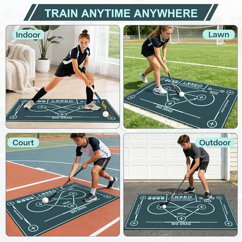 Field Hockey Training Mat 59"x35" - Non-Slip Neoprene Stick Handling & Dribbling Practice Pad for Kids & Adults - Indoor Home Gym Floor Equipment - Improves Ball Control Speed & Hand-Eye Coordination in Saudi Arabia